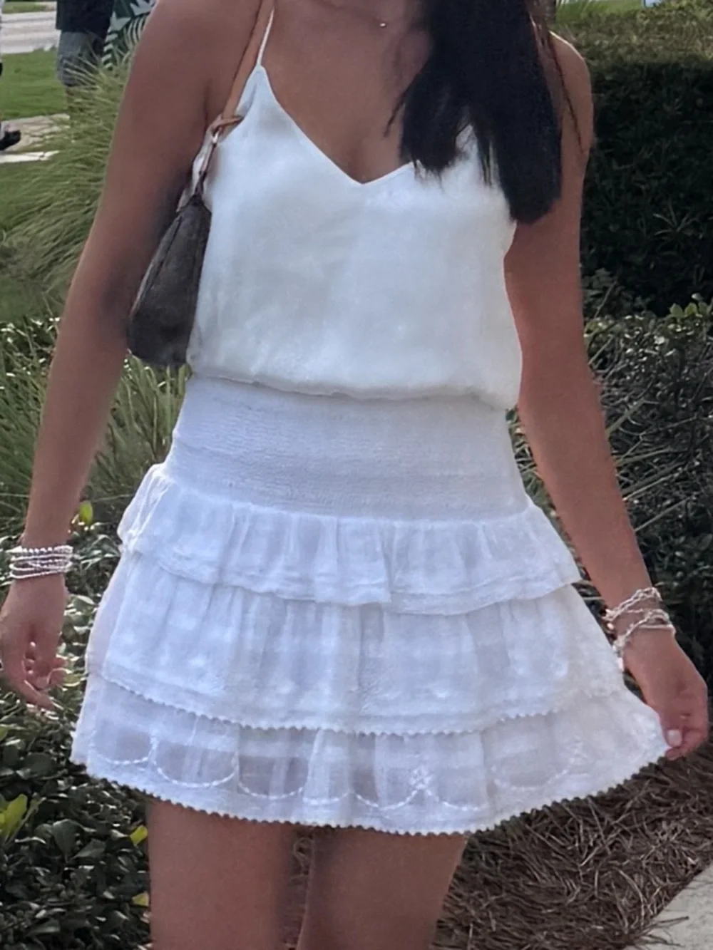 LoveShackFancy White Mini Skirt Size Small - Picture 2 of 5